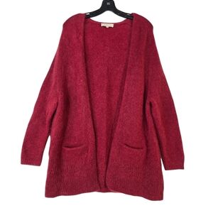 Sezane wool and kid mohair blend open front Burgundy Cardigan
